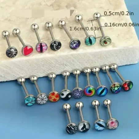 😝Pircing plateado de lengua con decoraciones's photo #1