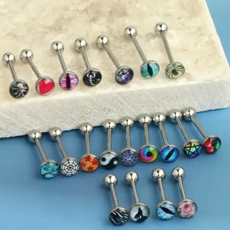 😝Pircing plateado de lengua con decoraciones's photo #1