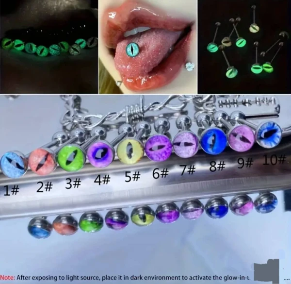 😝Pircing plateado de lengua ojos de felino's foto | Tienda Colosal |  BizneCubano